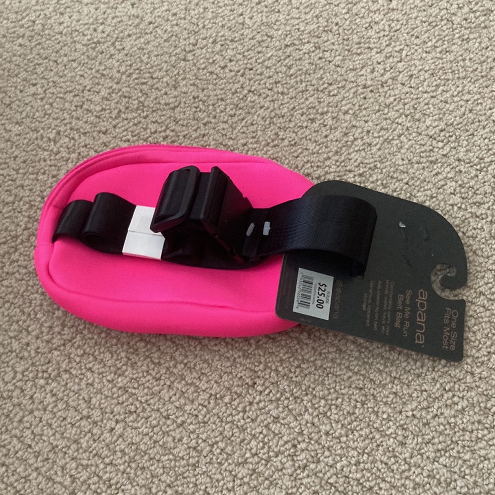 NEW Apana See Me Run Belt Bag Adjustable Zippered Hot Pink One Size O/S NWT - Picture 4 of 9